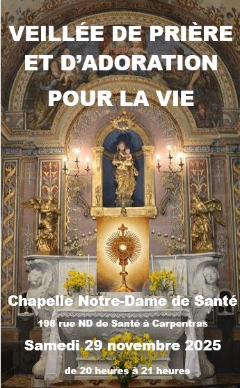 Flyer de la veillée de prière et d'adoration pour la vie